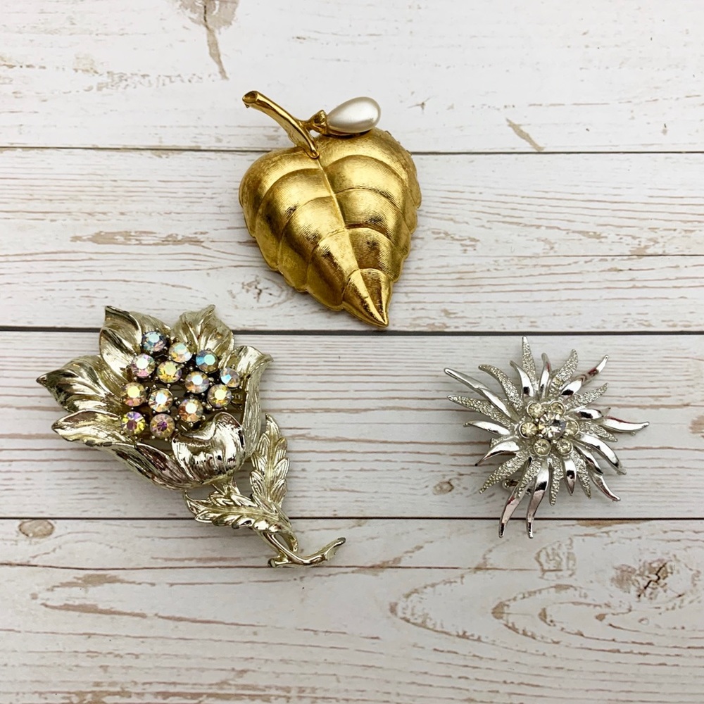 Brooches Vintage Heart Flower